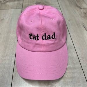 Unisex baseball hat- cat dad- pink